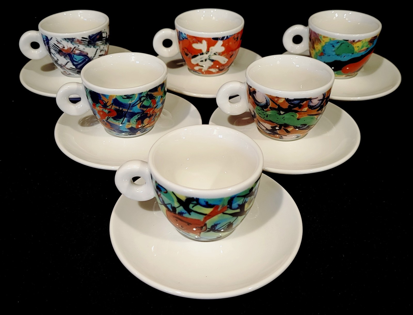 MITTERTEICH ILLY COLLECTION SET OF 6 ESPRESSO CUPS AND SAUCERS 1996 VINTAGE