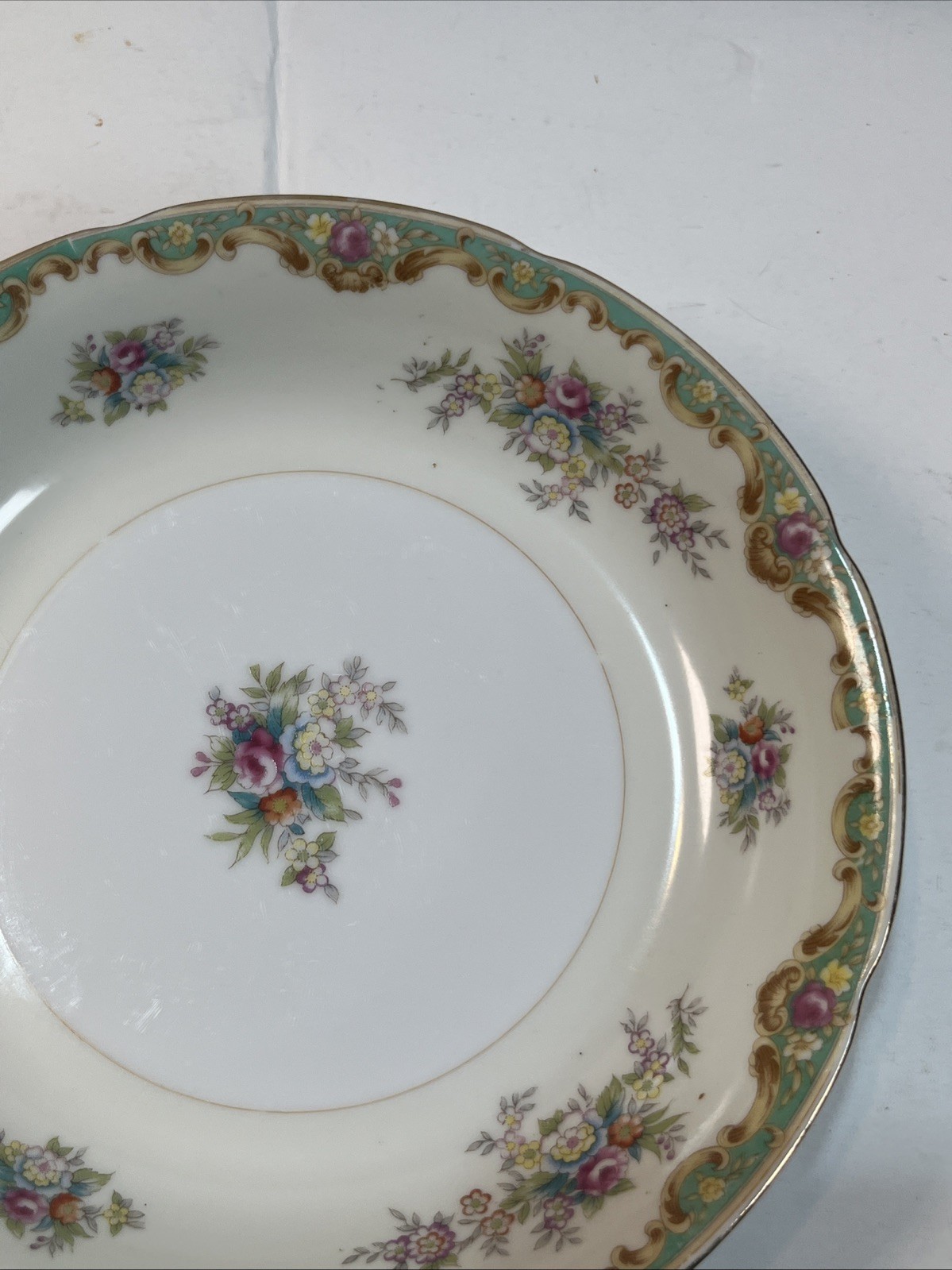 Vintage Rembrandt China Japan 7.25” Salad Bowl Floral Gold Trim Porcelain