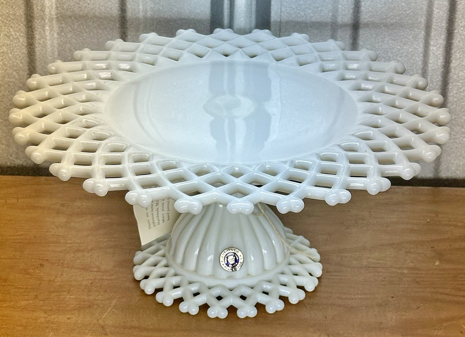Westmoreland Milk Glass Round Lattice Cake Stand 1890 11 FTD Cake Salver NOS MIB