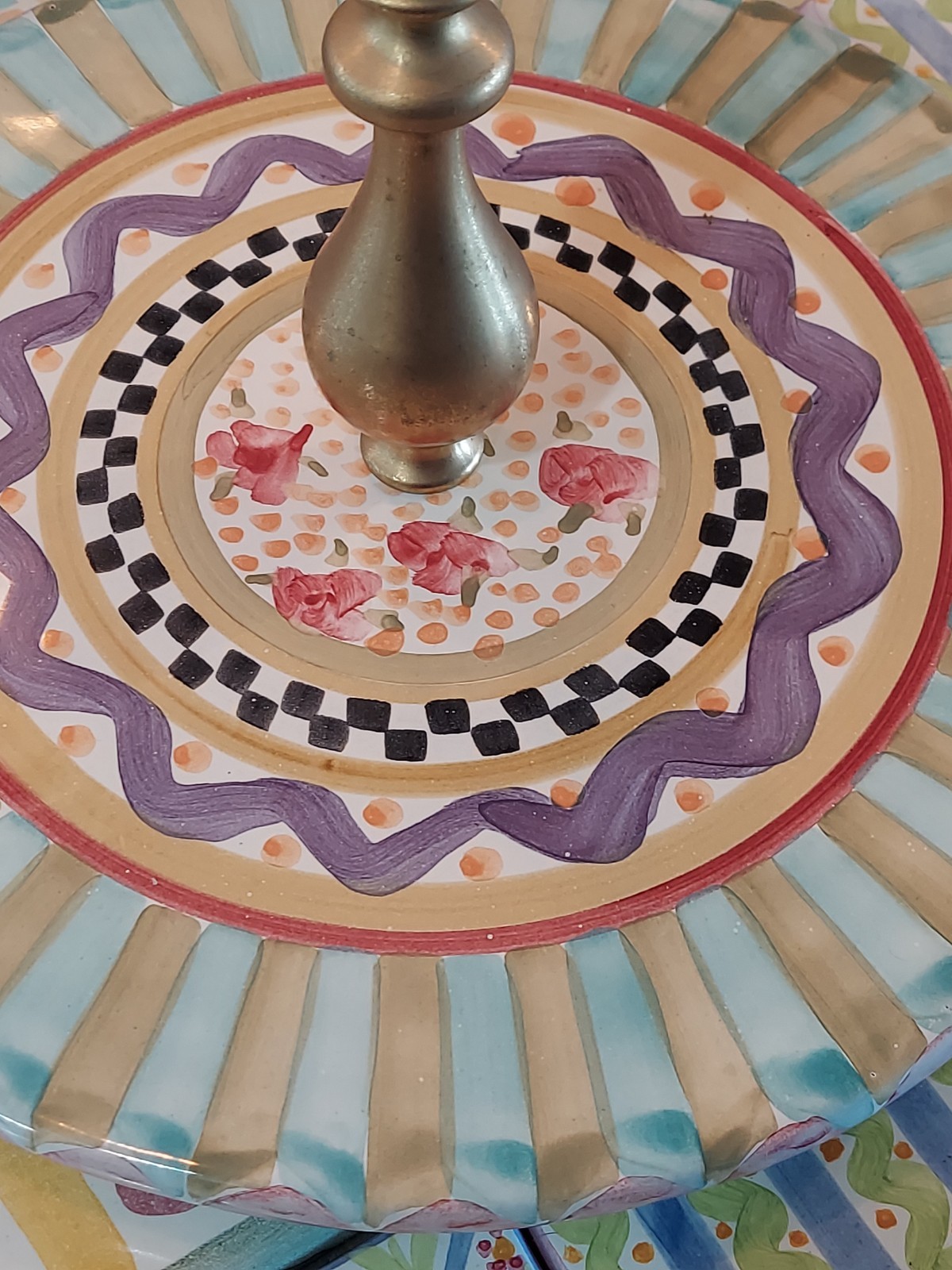 MacKenzie-Childs Odd Fellows Ceramic Cheese Board With Courtly Check