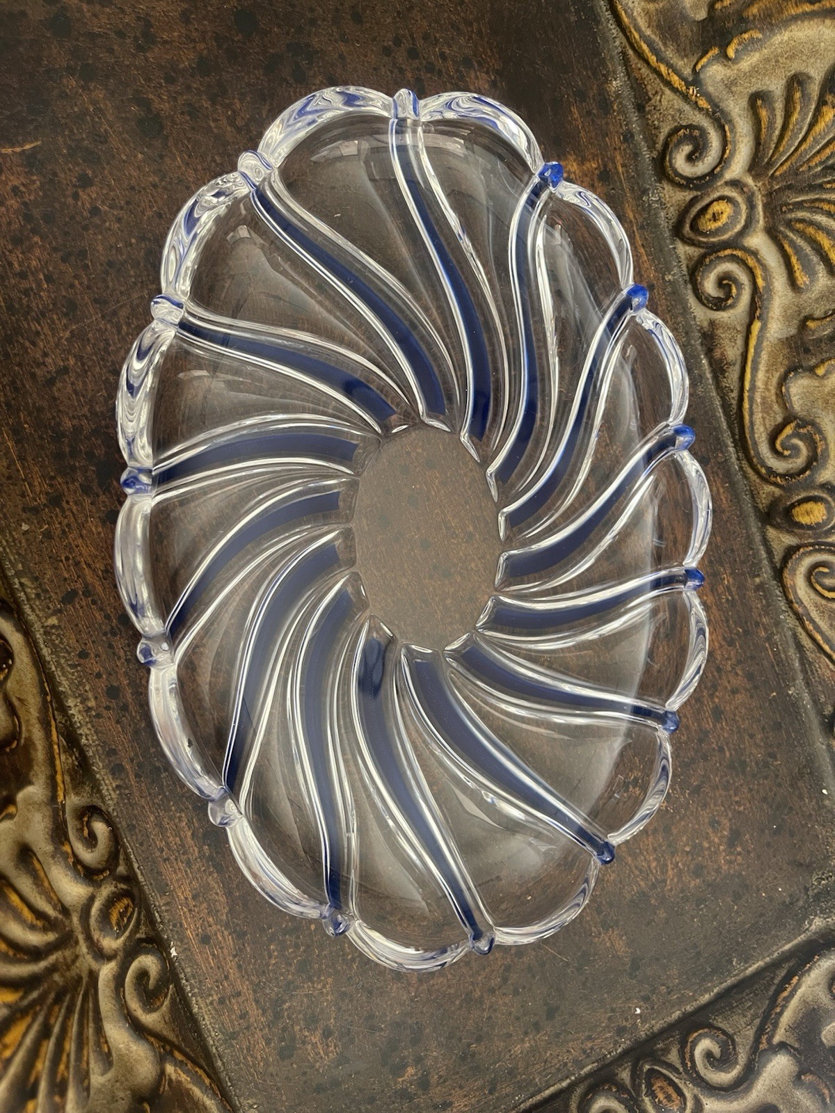 Vintage Mikasa Peppermint Cobalt Blue Swirl