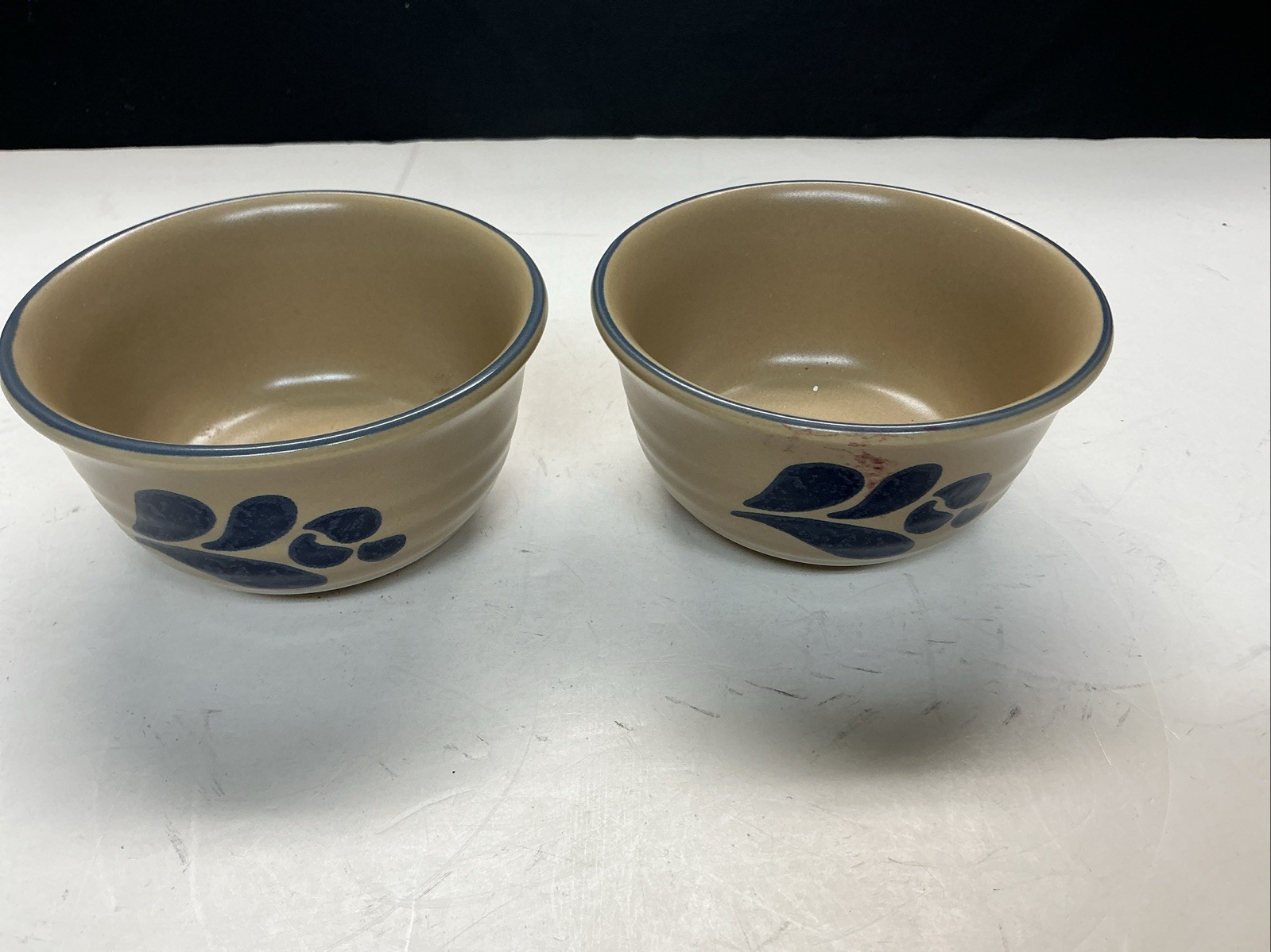 2 Vintage Pfaltzgraff Small Dessert Bowls Blue Folk Art 4.25” Set Of 2