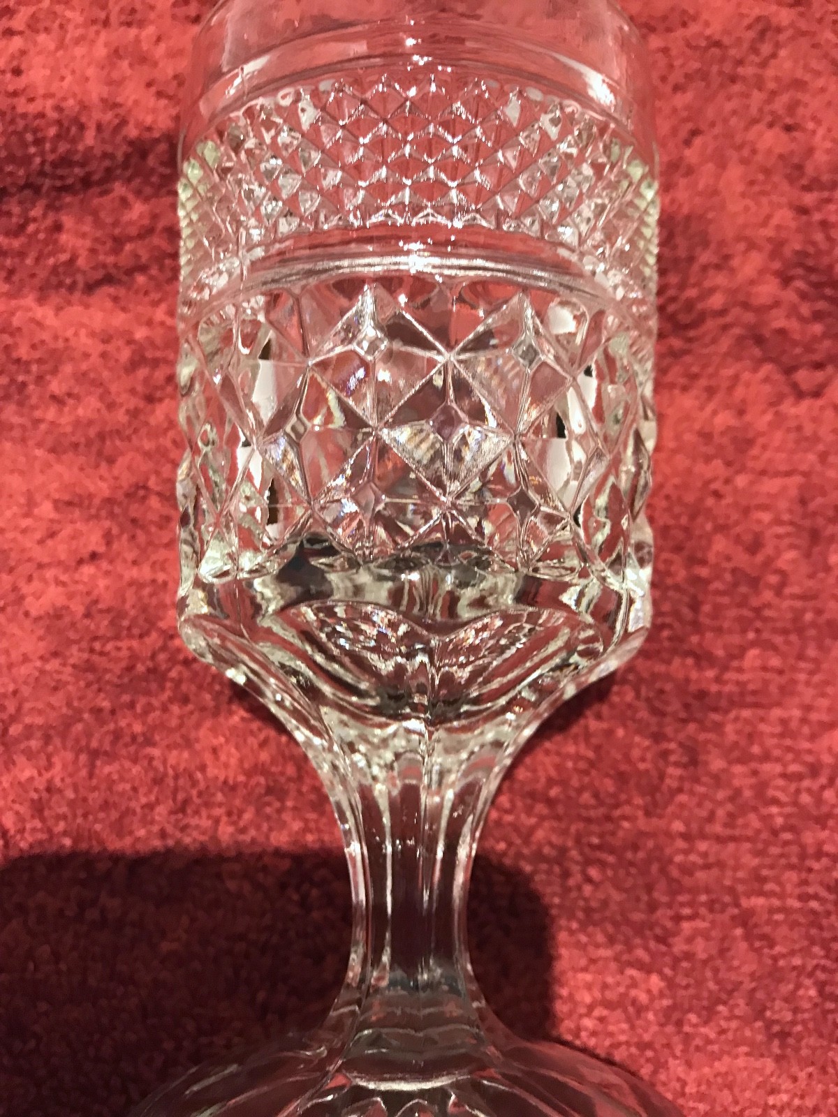 Anchor Hocking Wexford Diamond Cut Goblet Set Of 6 Vintage 5 1/2 Inches