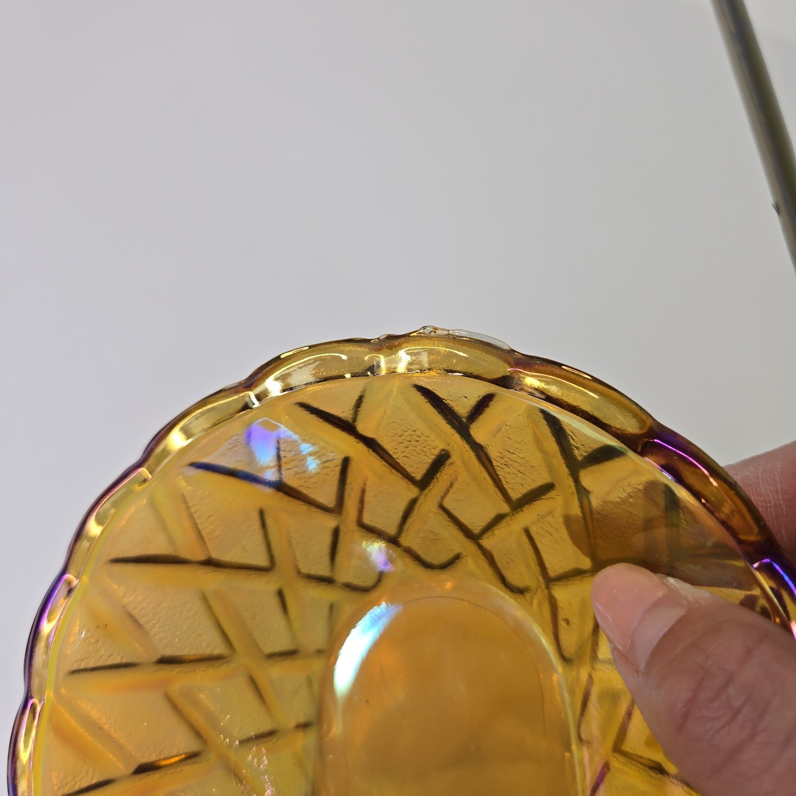 Vintage INDIANA Glass Amber Marigold Oblong Basket Weave Pattern Relish Dish