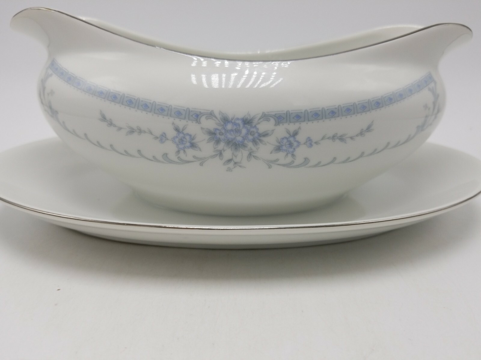 Sheffield “Blue Whisper” Gravy Boat with Attached Underplate