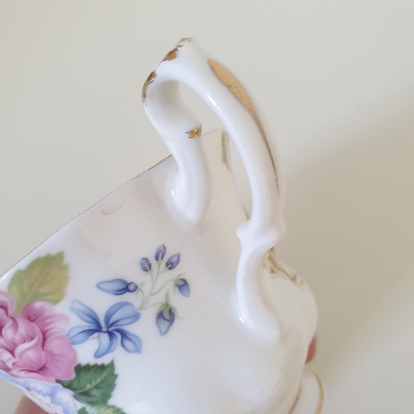 Royal Albert Beatrice Tea Cup and Saucer Set Roses Tulips Lilac 1994 Bone China