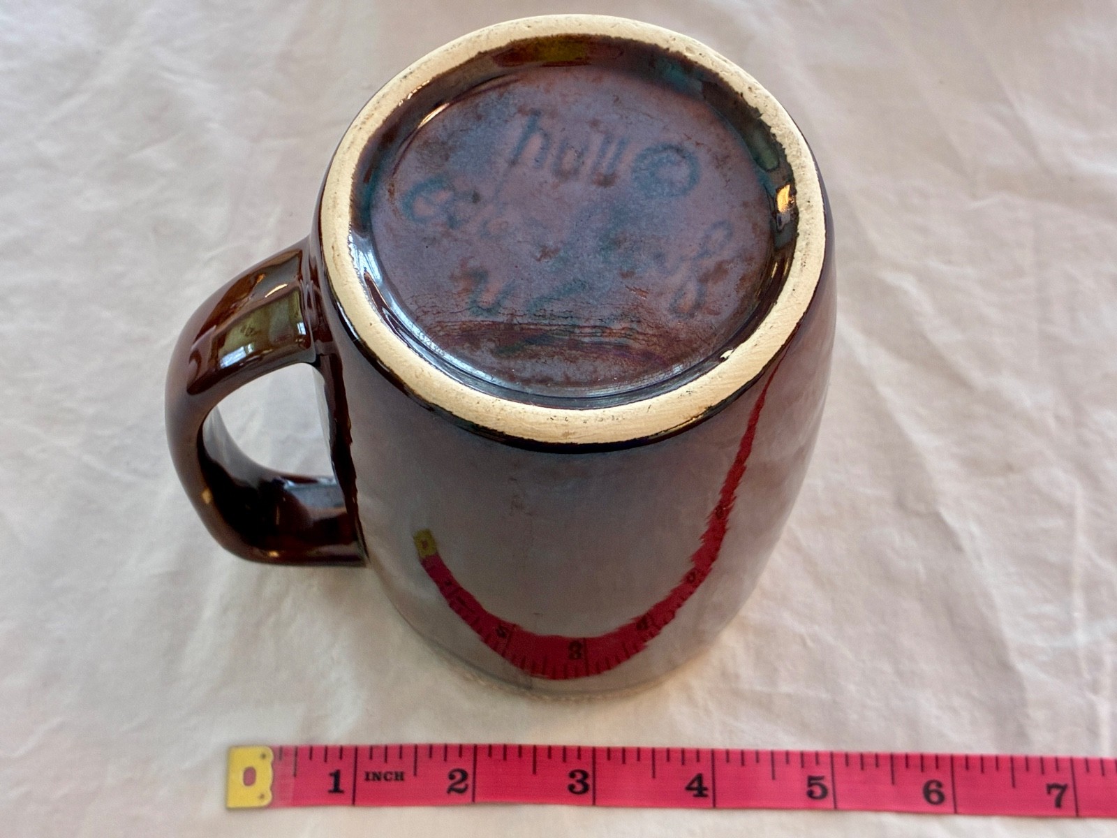 Vintage Mid Century Hull Pottery USA Brown Drip Glaze Mugs Set of 3 Oven Proof