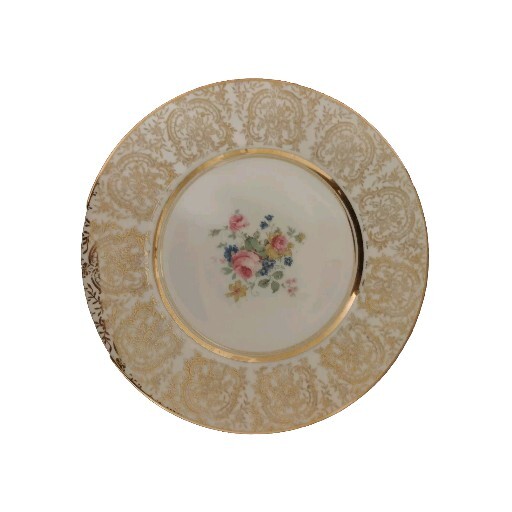 Vogue GOLD ENCRUSTED FILIGREE FLORAL VOG143 Dinner Plates SETS OF Two More Here