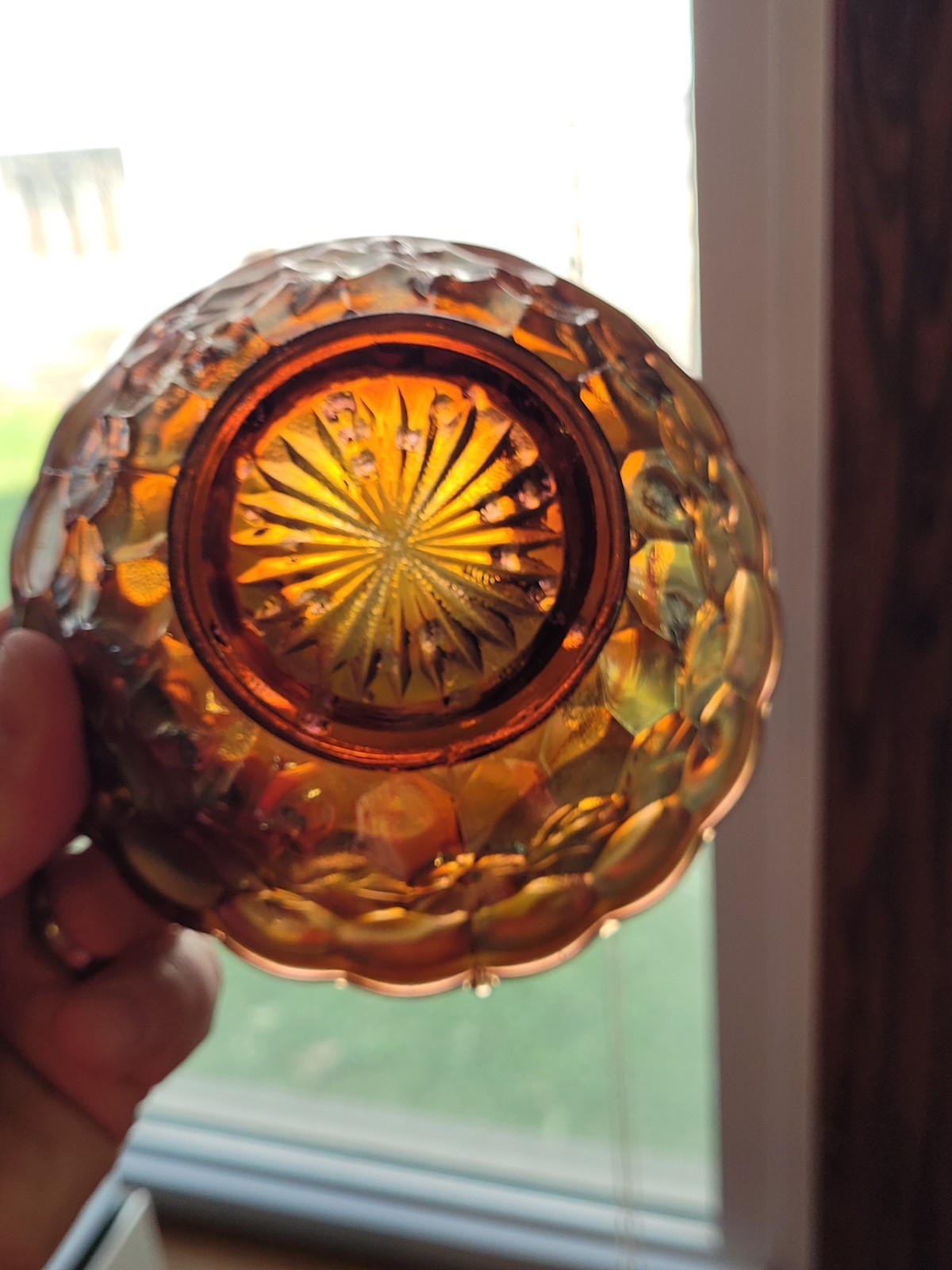 Pretty Amethyst Fenton Carnival Glass Feathered Serpent Sauce Bowl