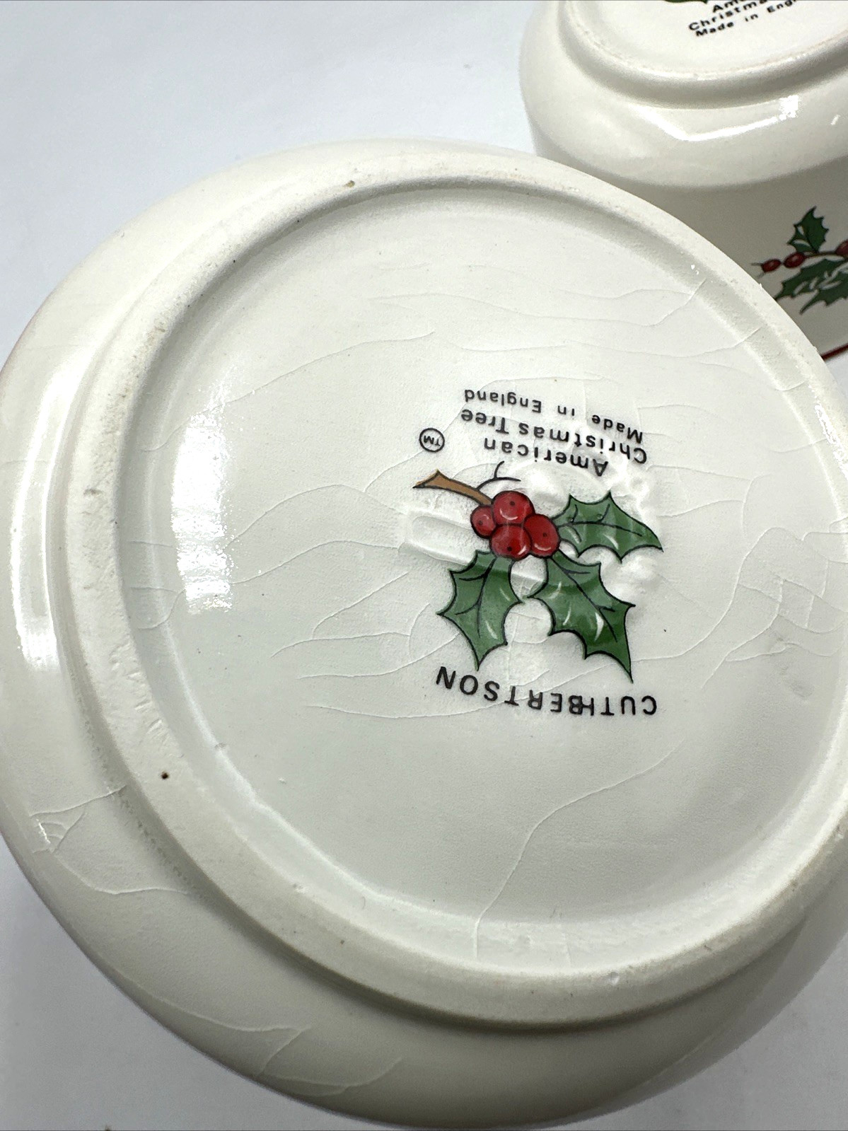 4 Piece Cuthbertson Christmas Tree Holly Berry Cups and Pitcher Set Vintage