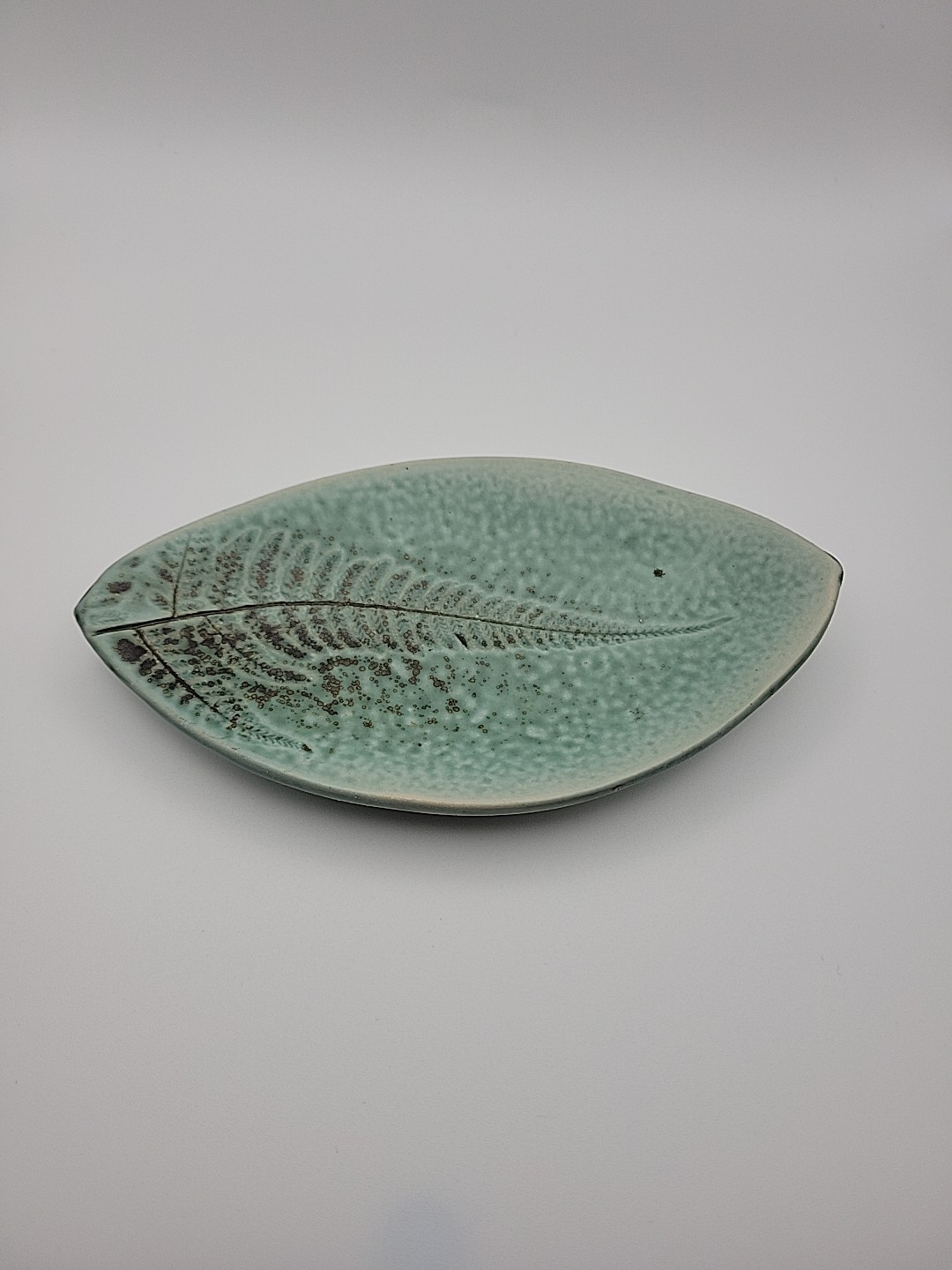 Vintage Fern Stem Trinket Dish Handmade Studio Pottery Nature Botanical Unique
