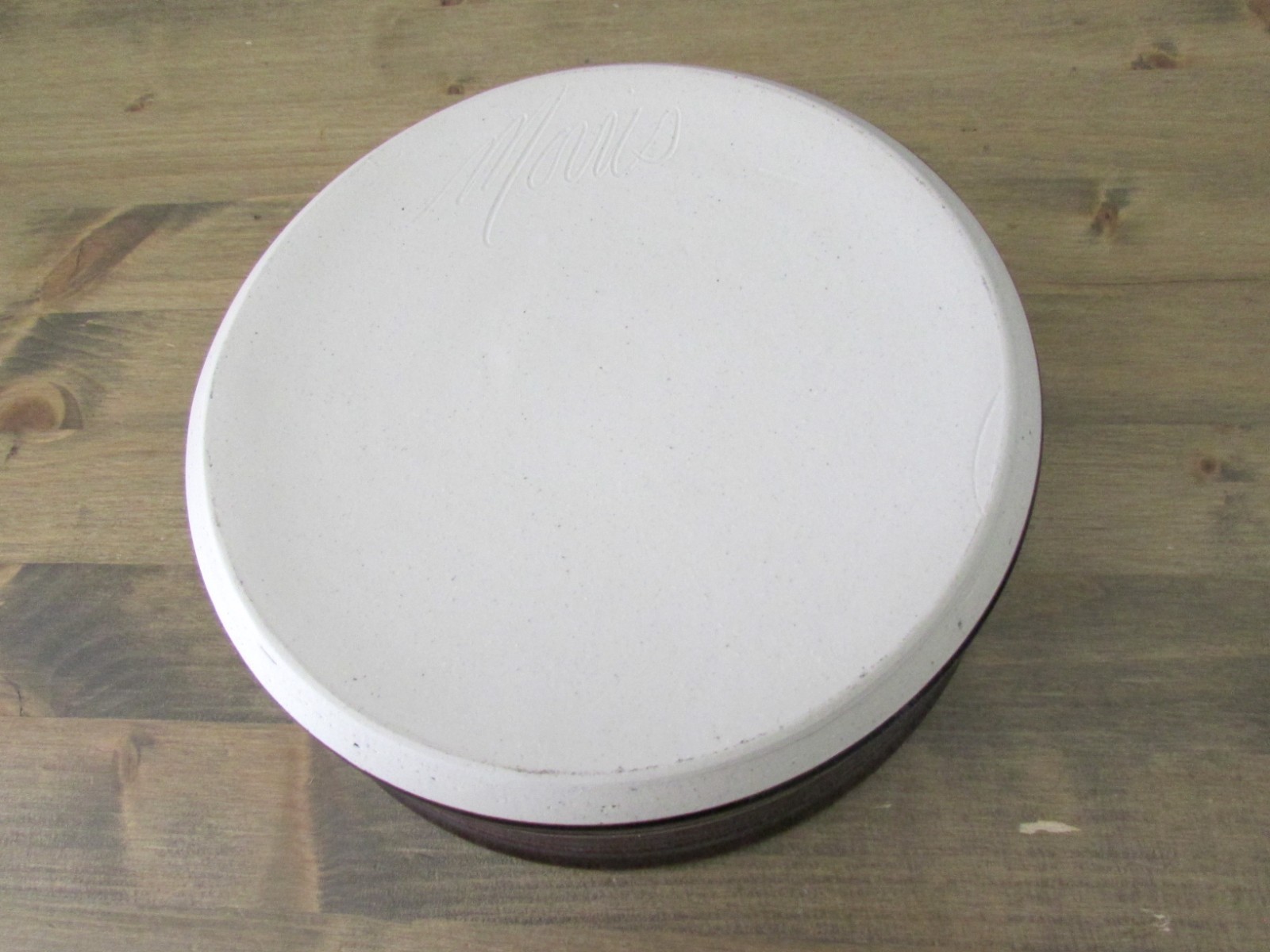 Handmade Studio Pottery Covered Serving Dish Blue Glaze 8″ Dia. Stoneware