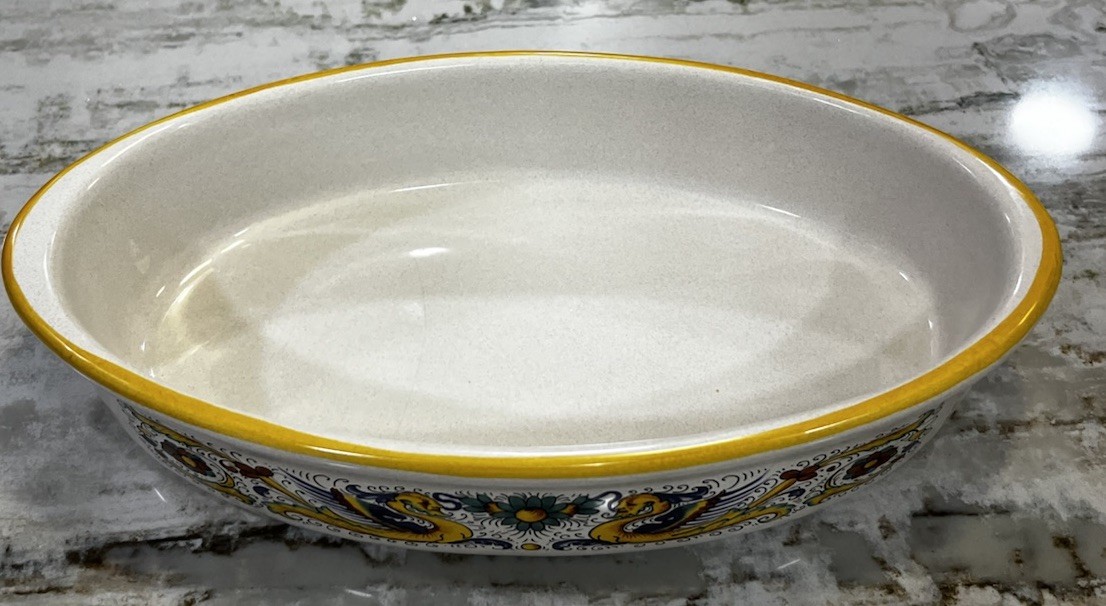 Auth. Ceramic Nova Deruta Pottery Serving Bowl/Baking Dish Raffaellesca Dragon