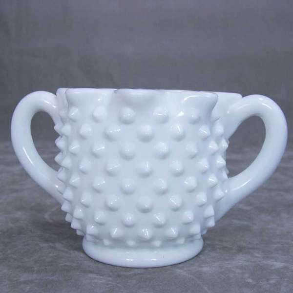 Vintage Fenton Star Crimped Hobnail White Sugar Bowl EC