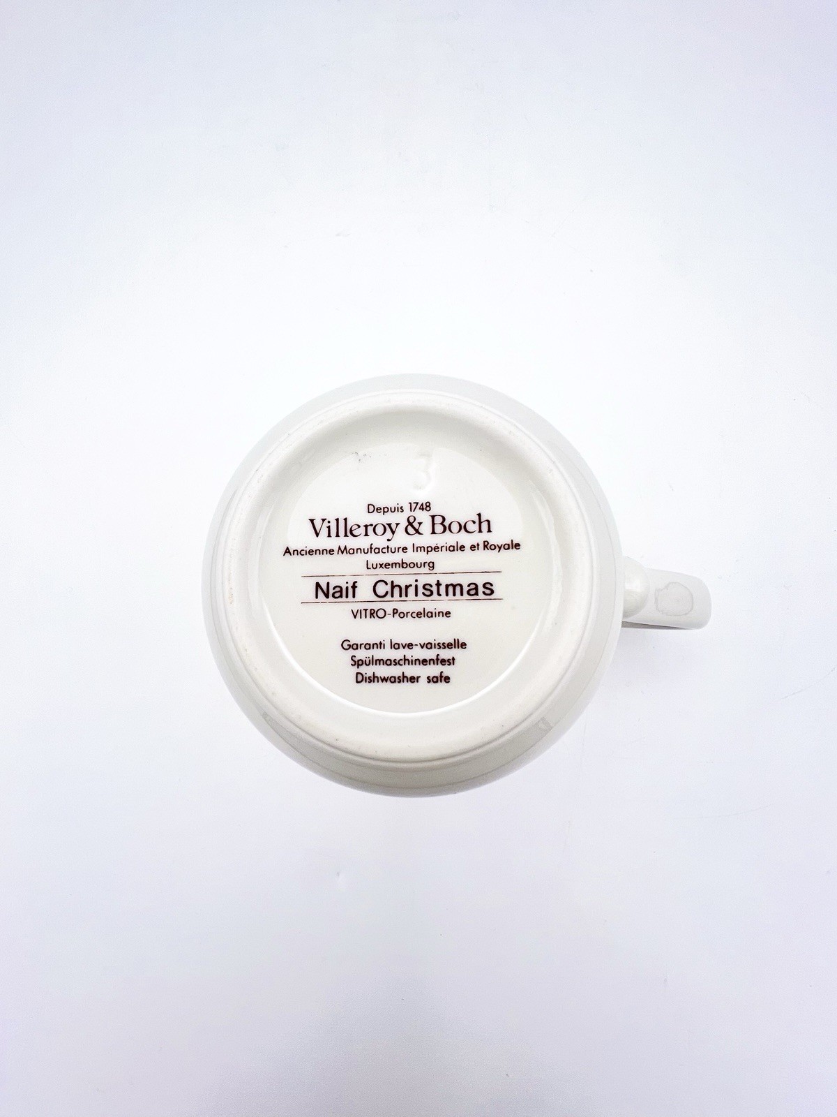 Villeroy & Boch NAIF CHRISTMAS Set of 4 Coffee Tea Cups Mugs 7 Oz EXCELLENT!