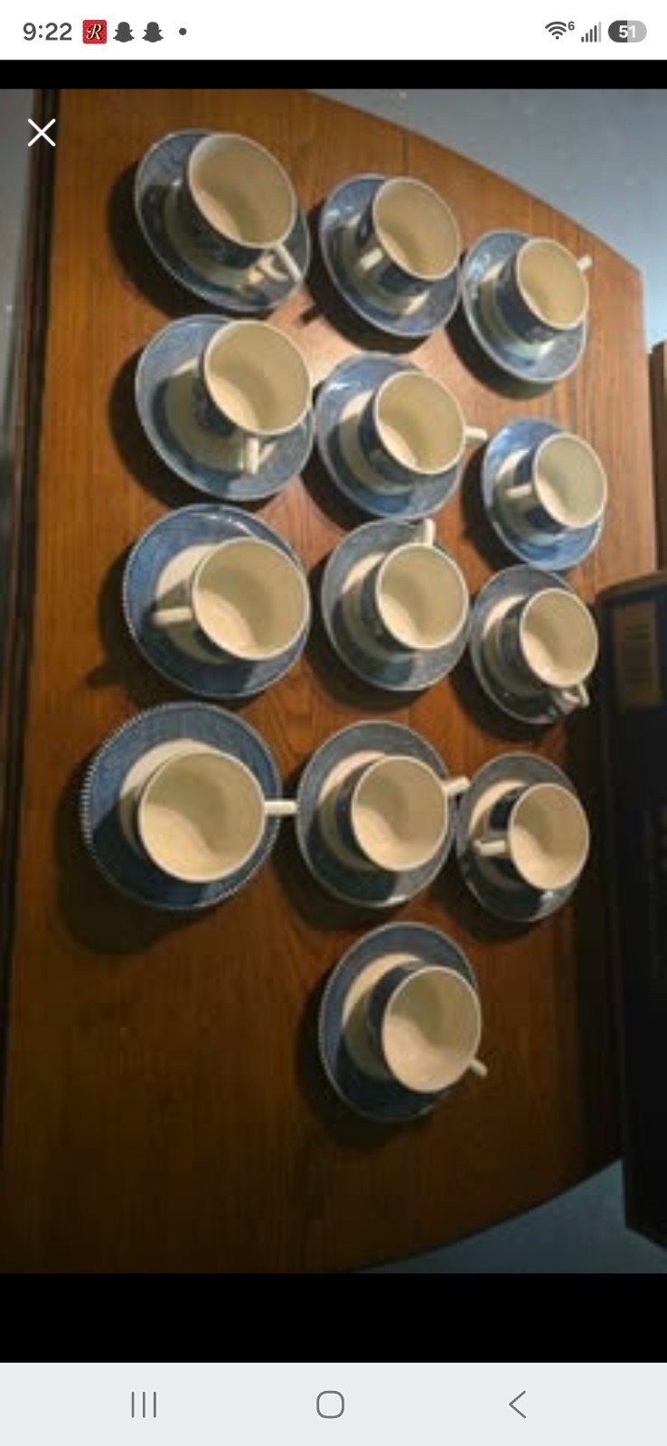 Set Of 13 Coffe Cups W/ Saucer, Iconic Blue And White