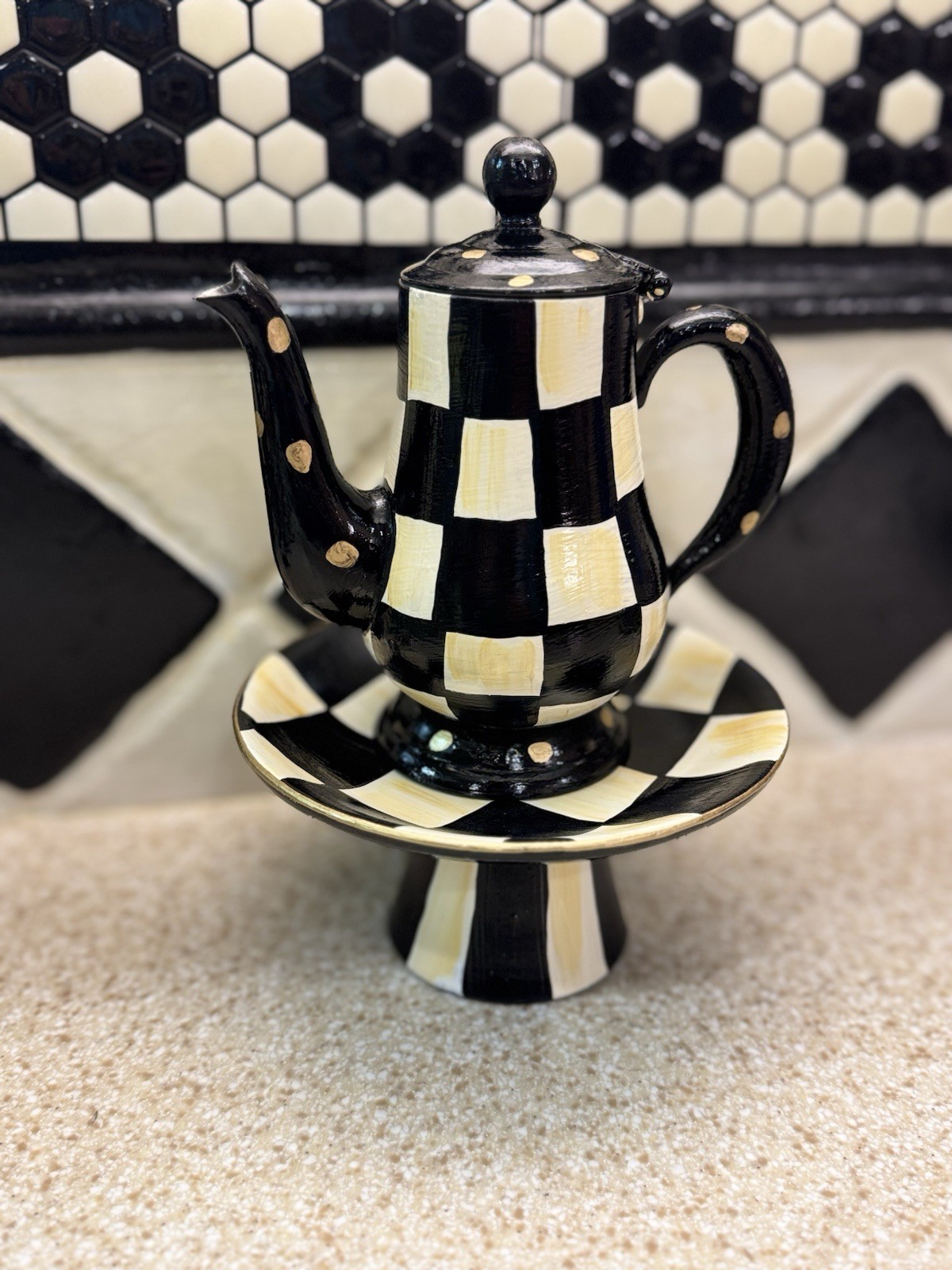 McKenzie Childs INSPIRED Mini Creamer And Pedestal