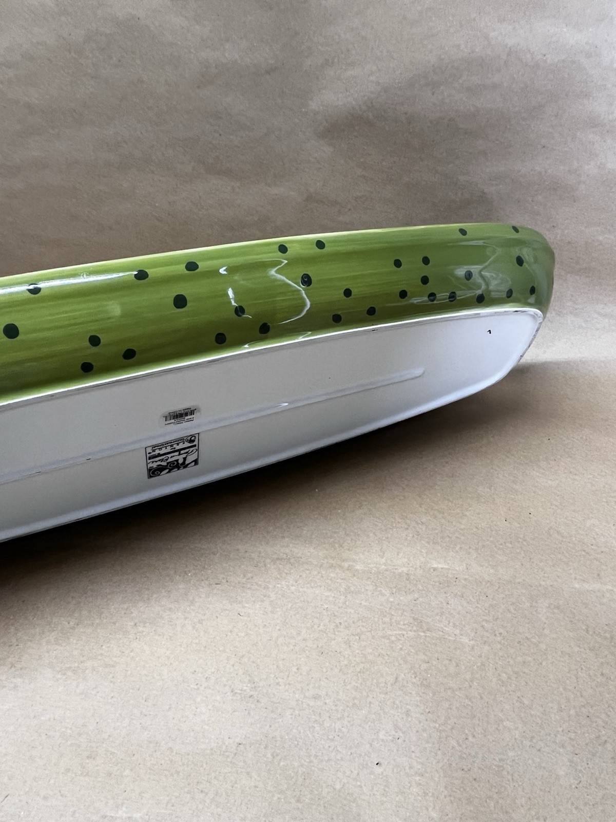 Romy & Clare Fenton Green Pear LONG BIG Rectangular Dish Platter Tray 2007 24”