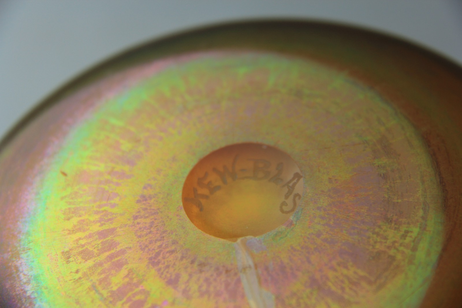Antique Kew-Blas Gold Iridescent Bowl with Pinched Sides Signed!