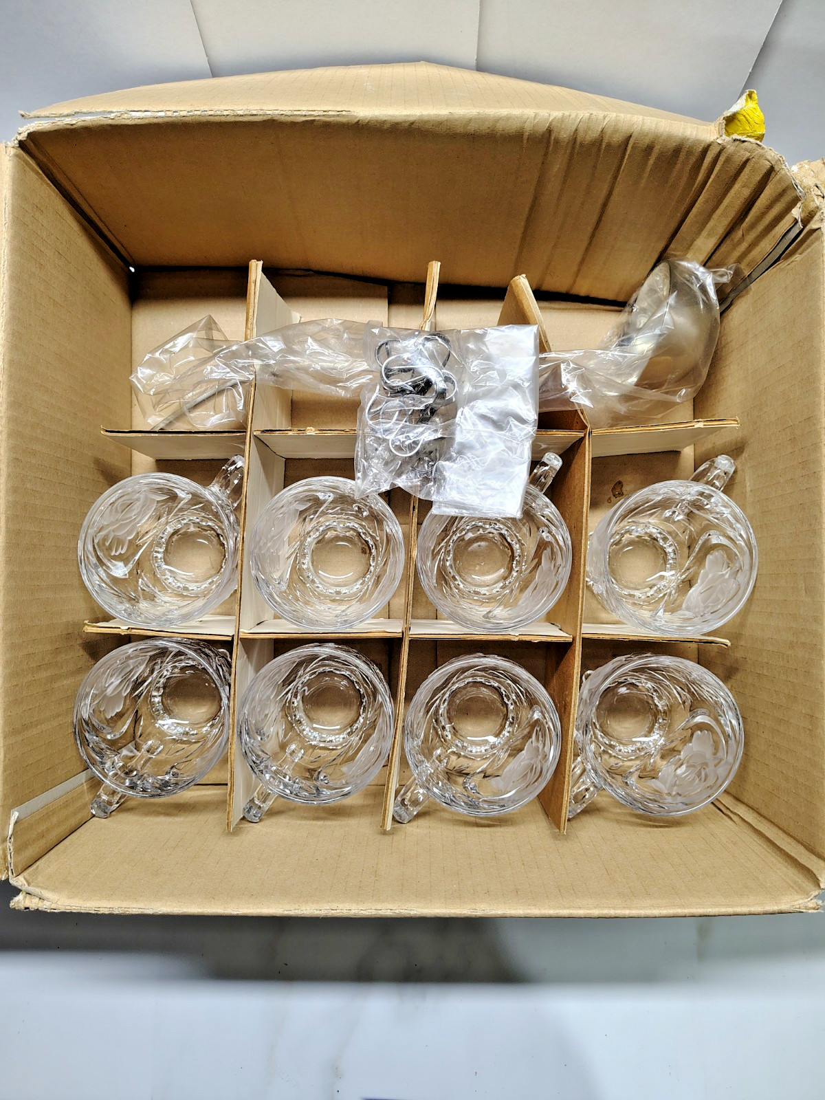 Vintage Mikasa Crystal mugs-cups with dipper and cup hanger
