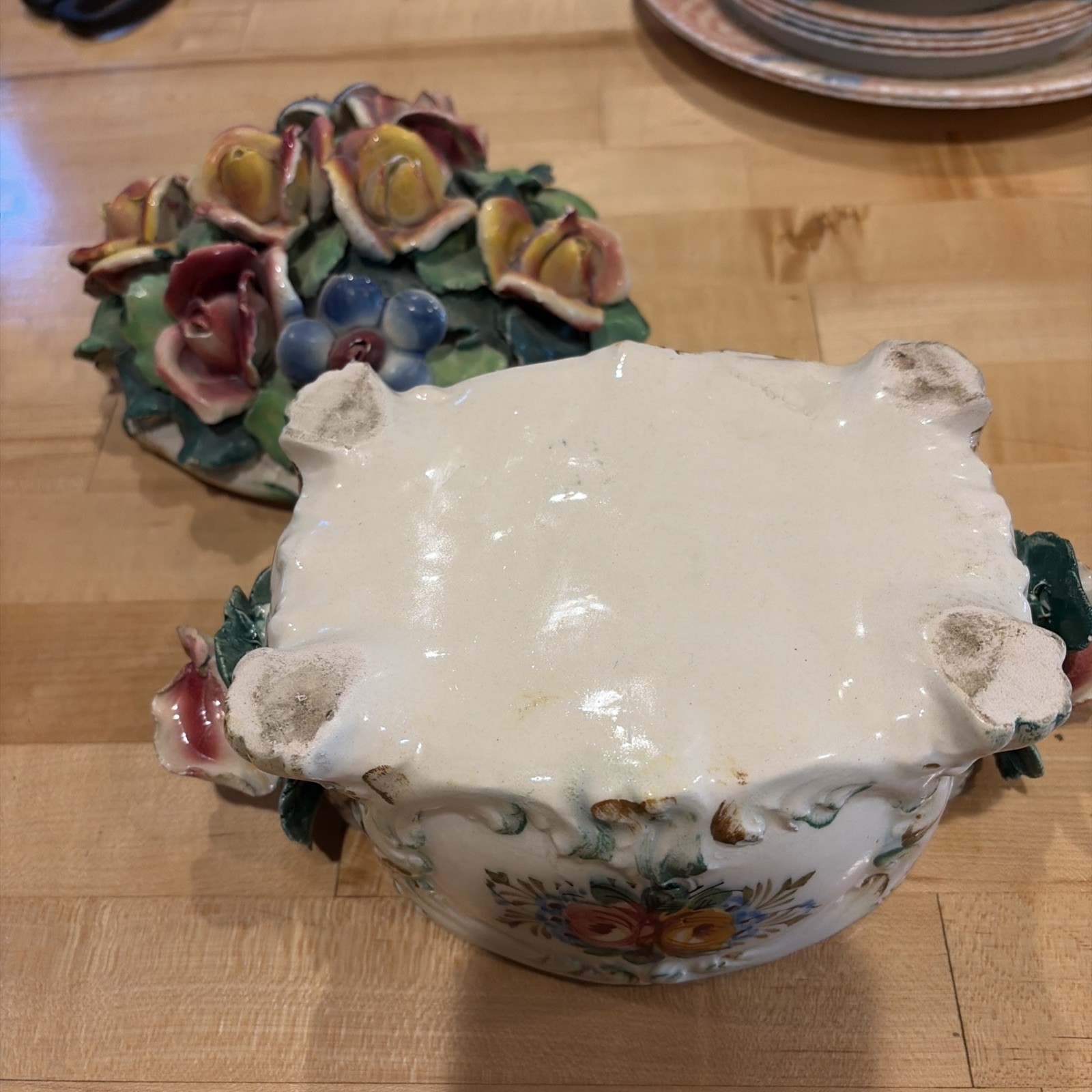 Vintage Capodimonte Porcelain Footed Floral Centerpiece