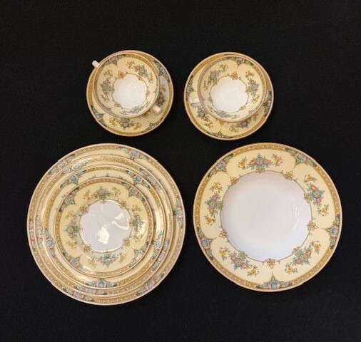 Antique Minton Eloise Orange Porcelain 9-piece Place Setting
