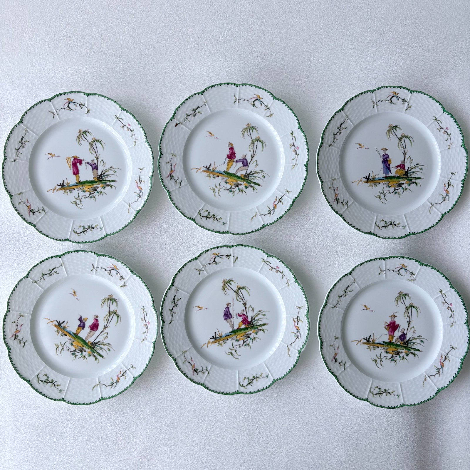 RAYNAUD Limoges SI KIANG Plate Full Set 6 [No.1 – 6] 22cm/8.7″