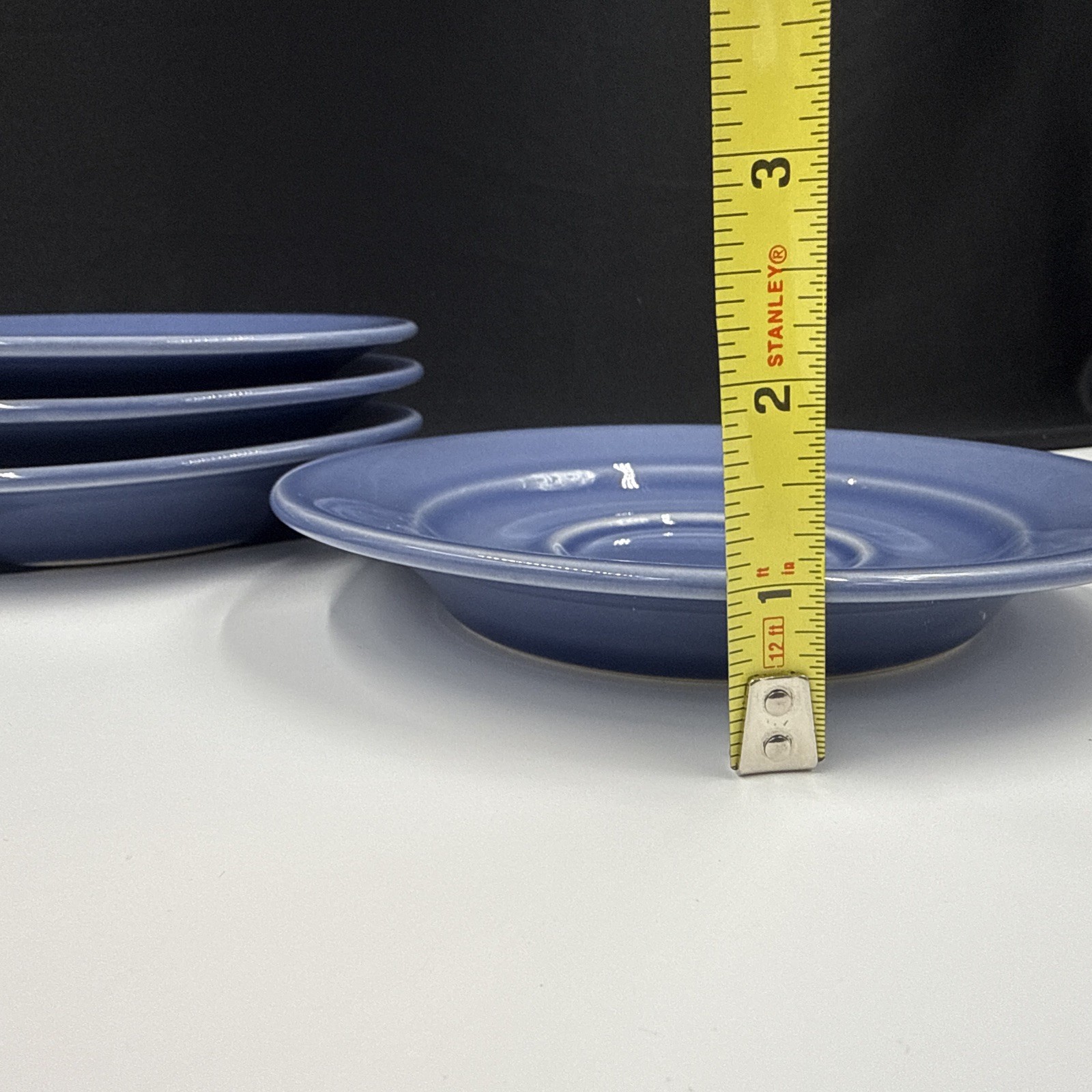 Williams Sonoma BELVEDERE CORNFLOWER BLUE Set Of (4) 6 3/4″ Saucers Portugal