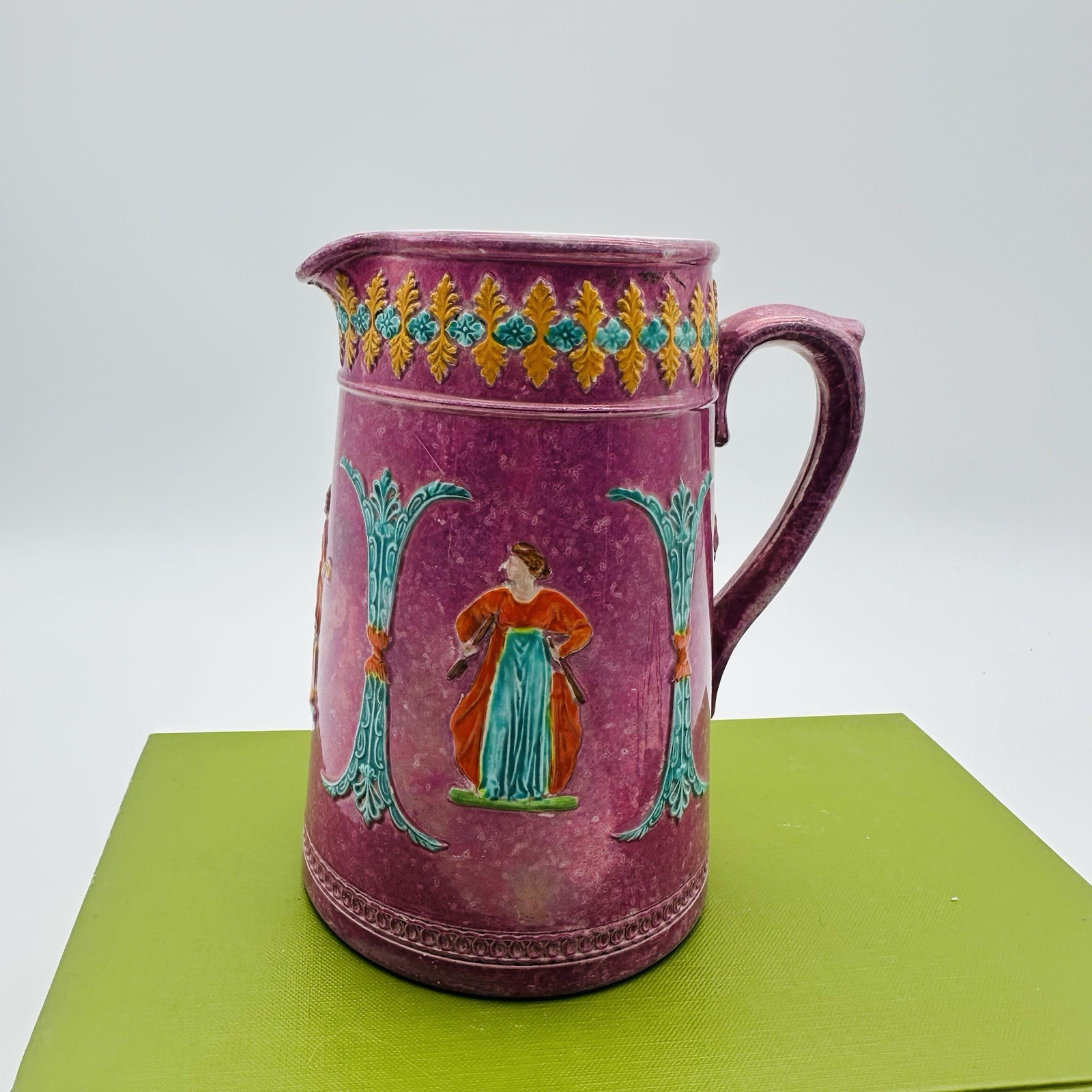 Antique Porcelain Pitcher Purple Dudson Bros Coronet England Neo Classical 5.75″