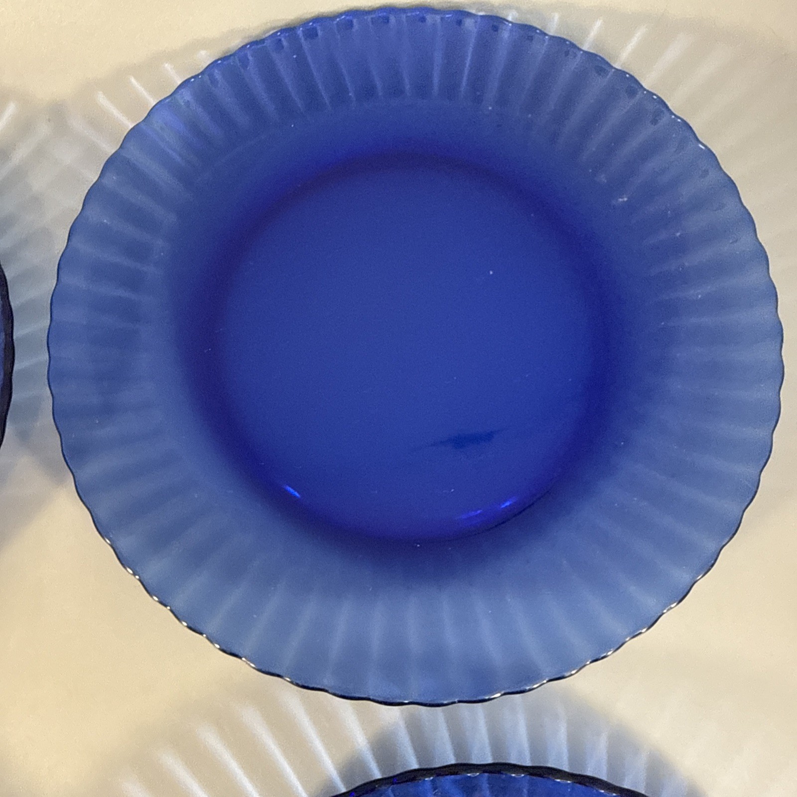 Set Of 6 Colorex Cobalt Blue Glass 7.25 Inch Salad Dessert Plate Made In Brazil