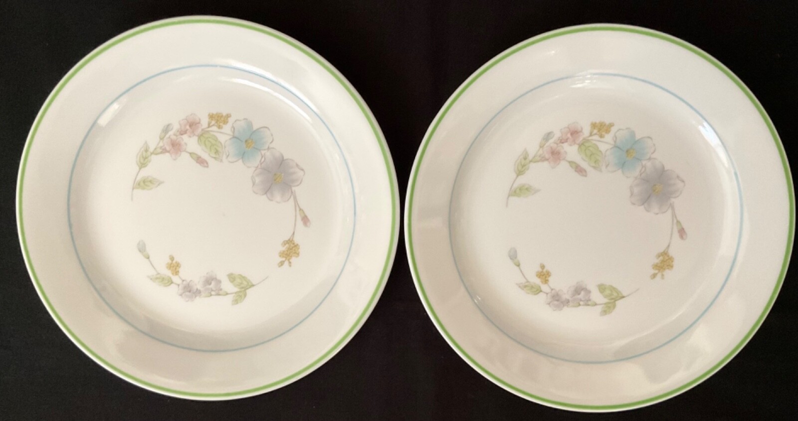 VINTAGE CORELLE ‘PASTEL BOUQUET’ 4~7.25” SALAD PLATES 1985~88 ‘OCCASIONS LINE’