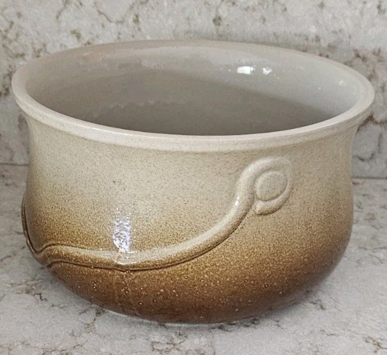 Pottery Ceramic Stoneware Bowl Pot Planter Ombre Brown Tan Rustic Farmhouse Vntg