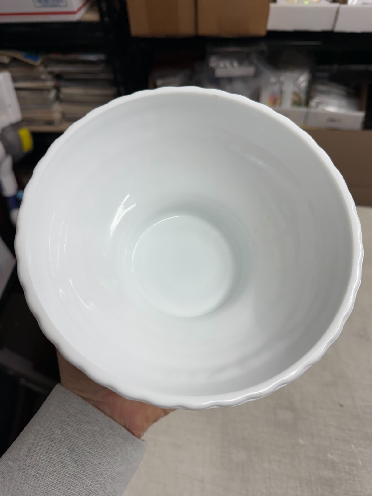 Vintage 1975 F.T.D. White Milk Glass Planter Bowl Textured Bark Pattern