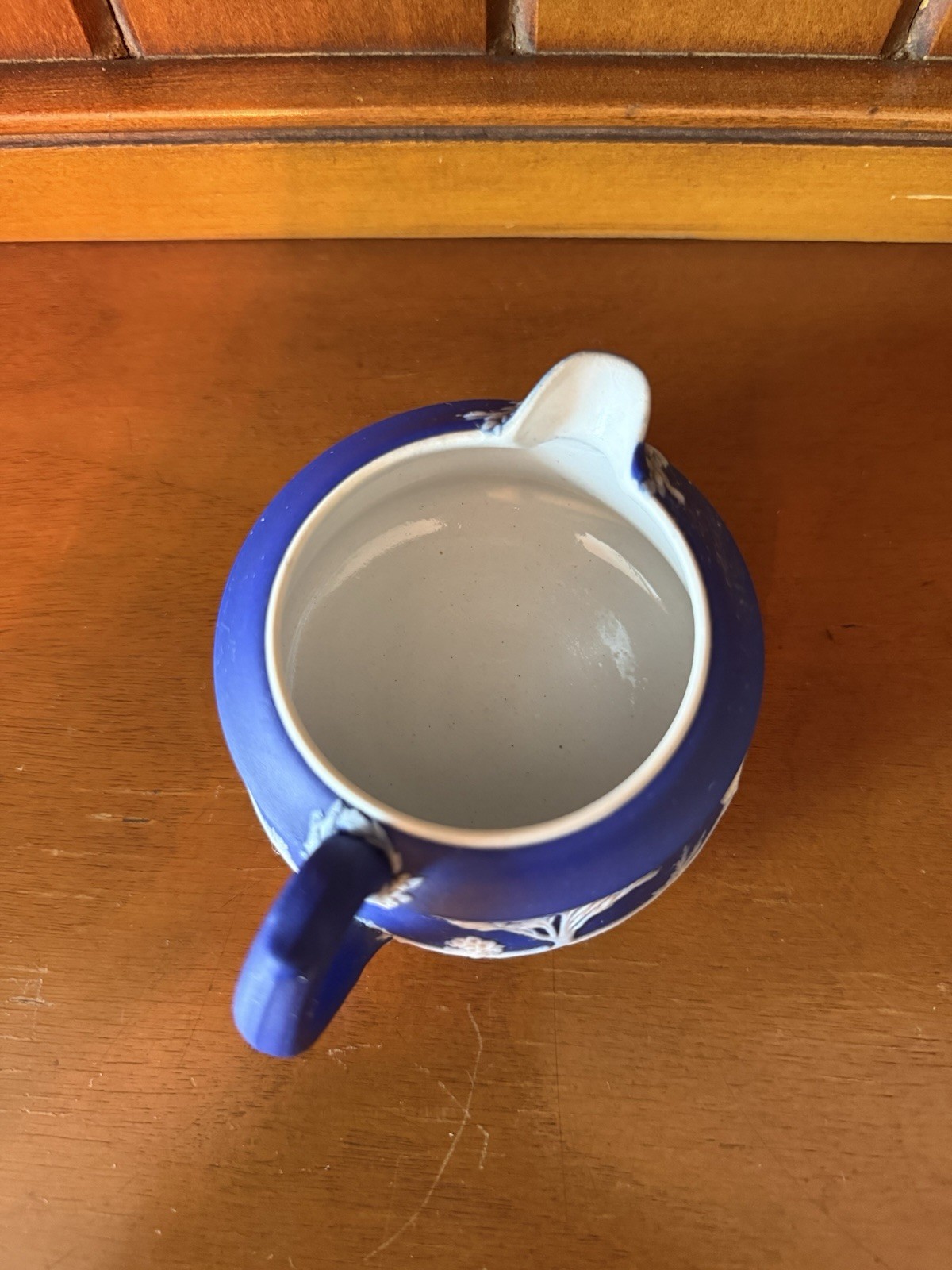 Wedgwood Jasperware Cobalt Blue Creamer 2 1/8″ Tall Made in England Circa 1900