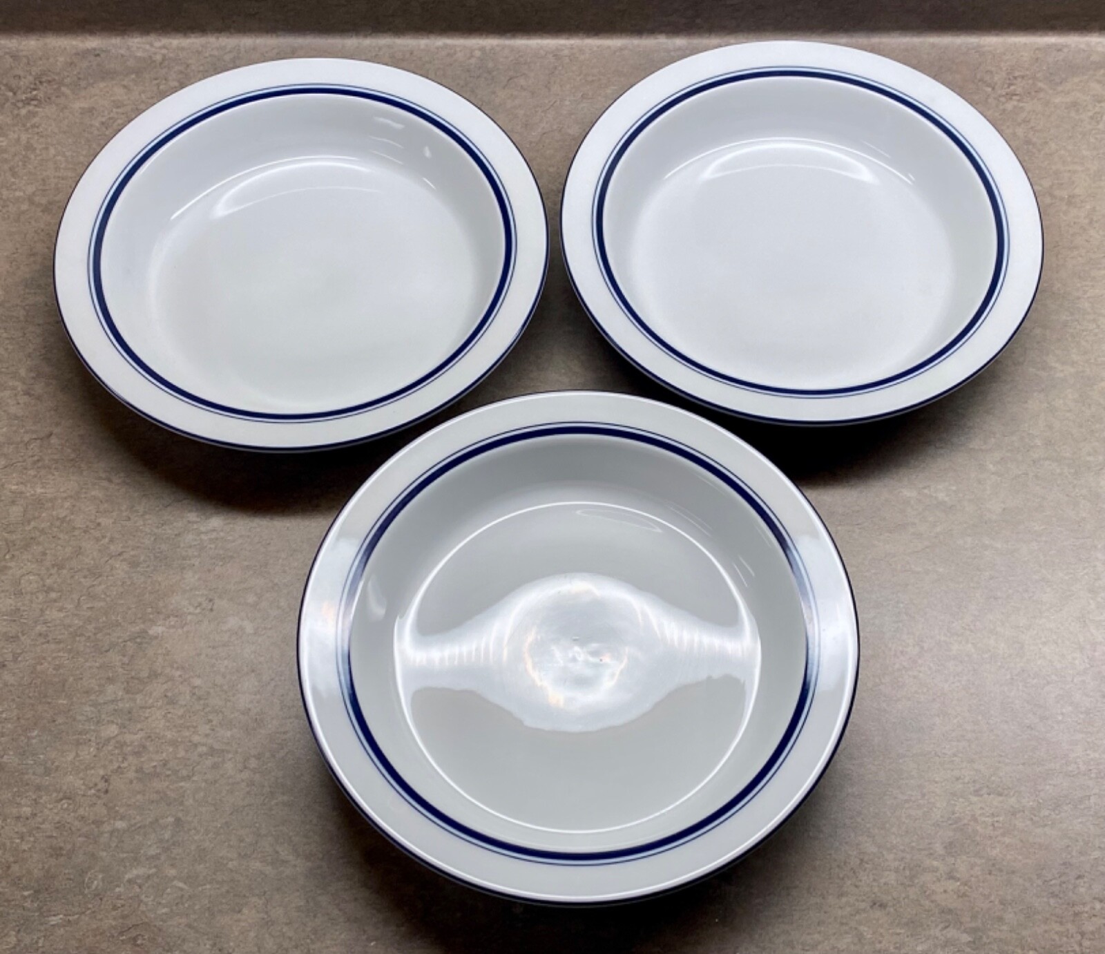 ELEGANT DINING (3) DANSK Bistro Christianshavn Blue 8″ Low Rimmed Soup Bowl EUC