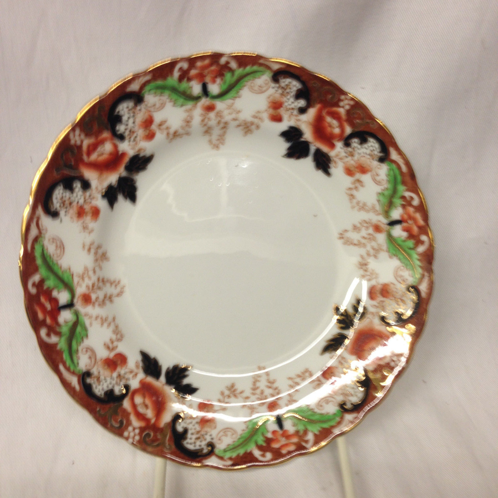 TUSCAN ENGLAND SALAD PLATE 6 7/8″ RUST FLORAL BLUE LEAVES GOLD