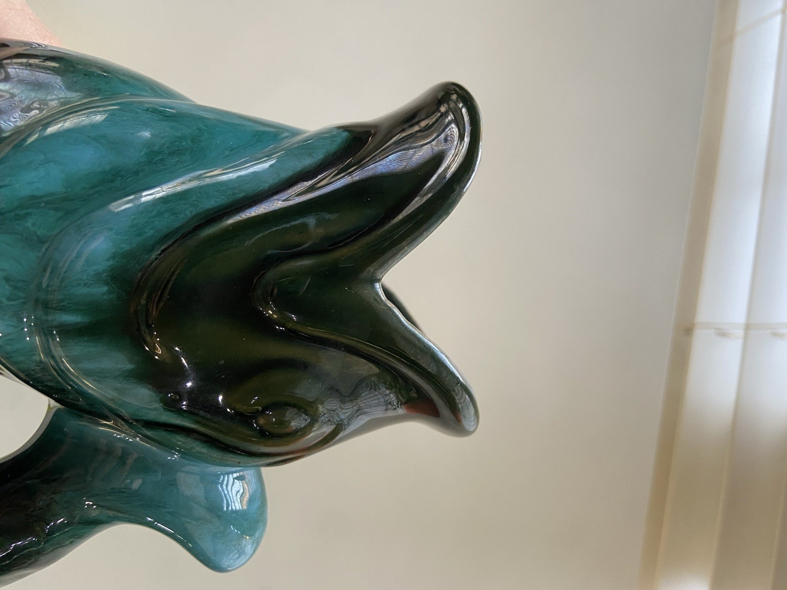 Teal Green Blue Fish Pot Pitcher Gurgle 8in Pottery by Rainbow Ceramics Canada