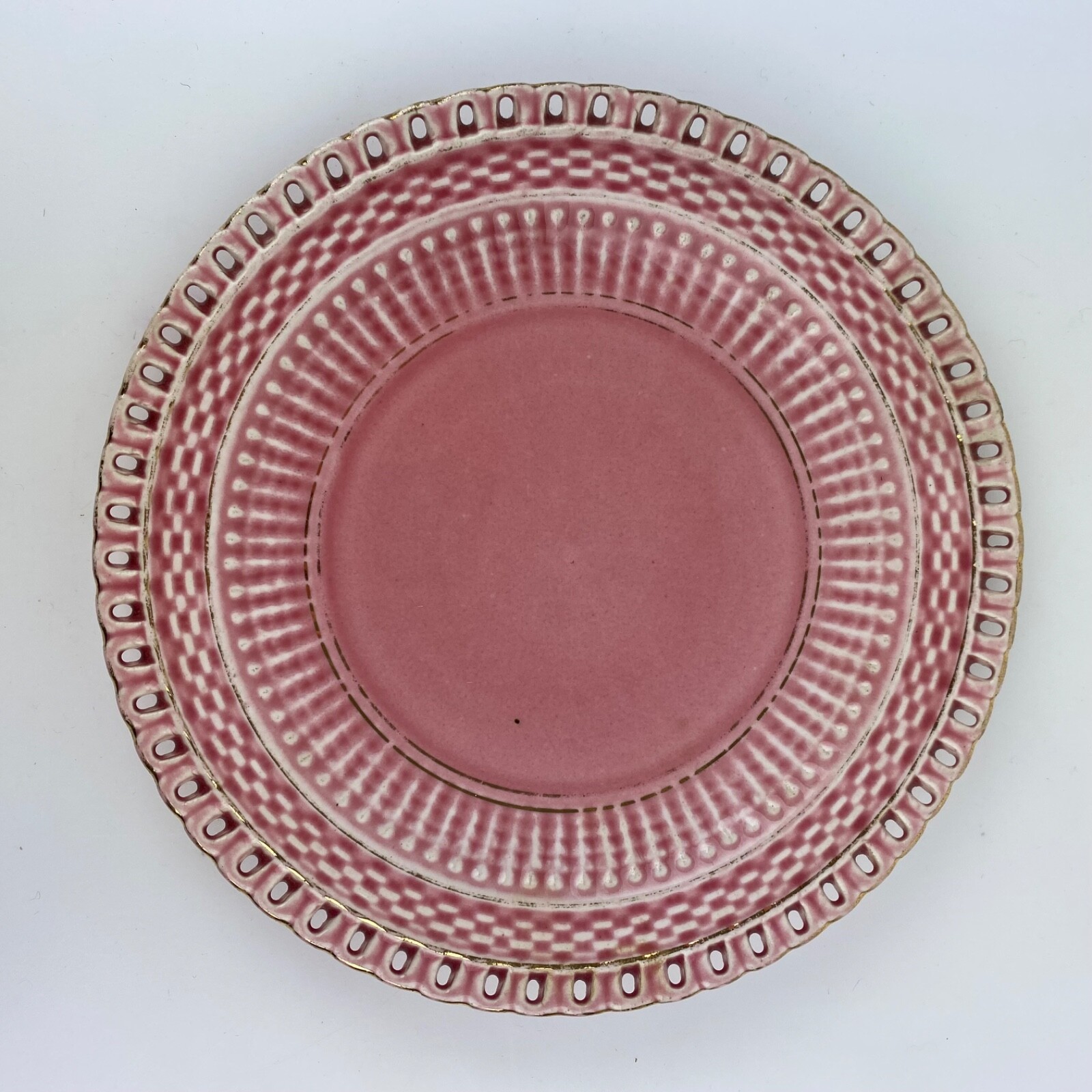 Lot 4 GBY Pink Plates 000 Lace Edge Shield Dessert Salad Decor Vintage Gift