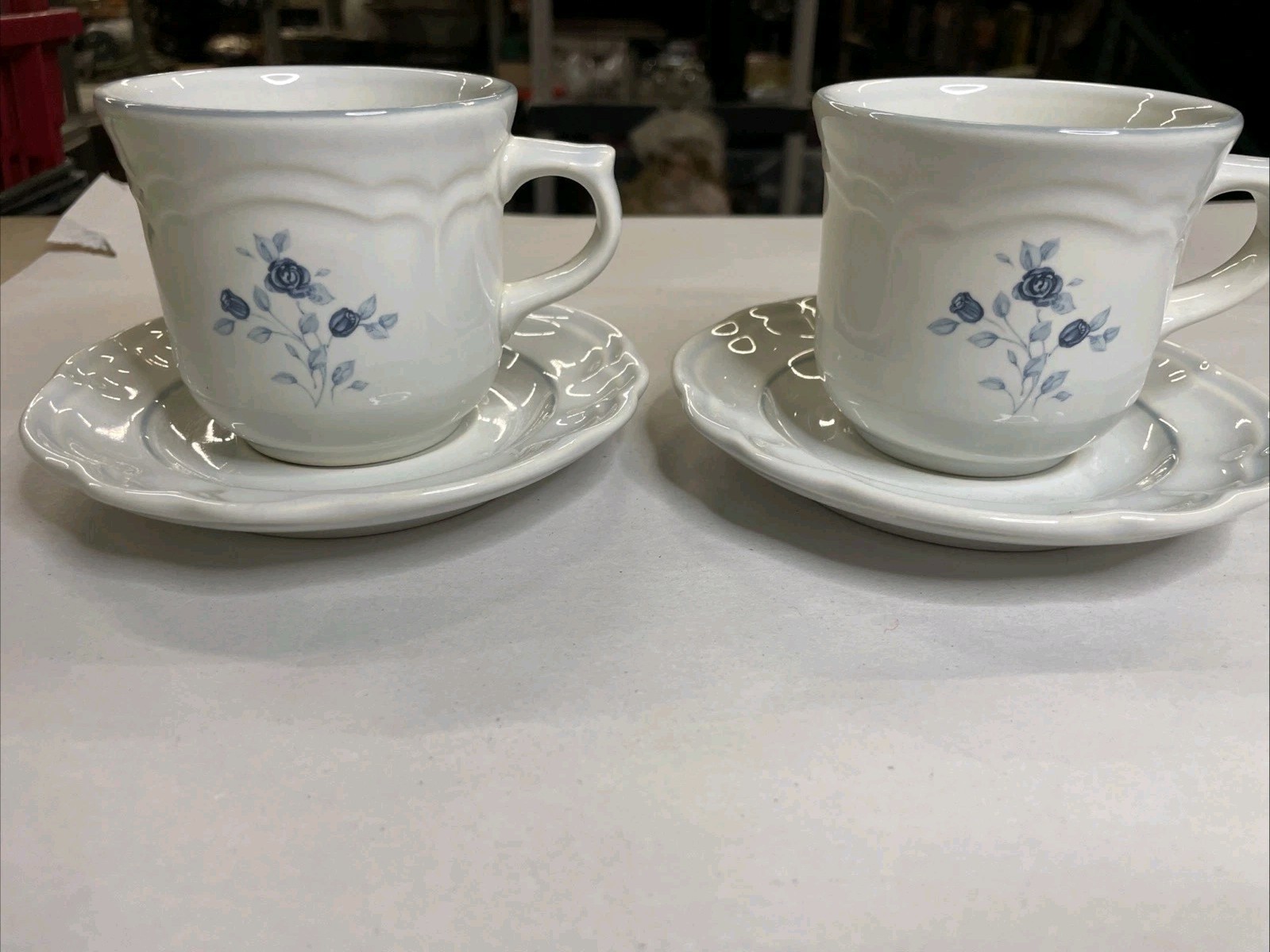 Pfaltzgraff Poetry Blue Roses (set of 2) Cup and Saucers