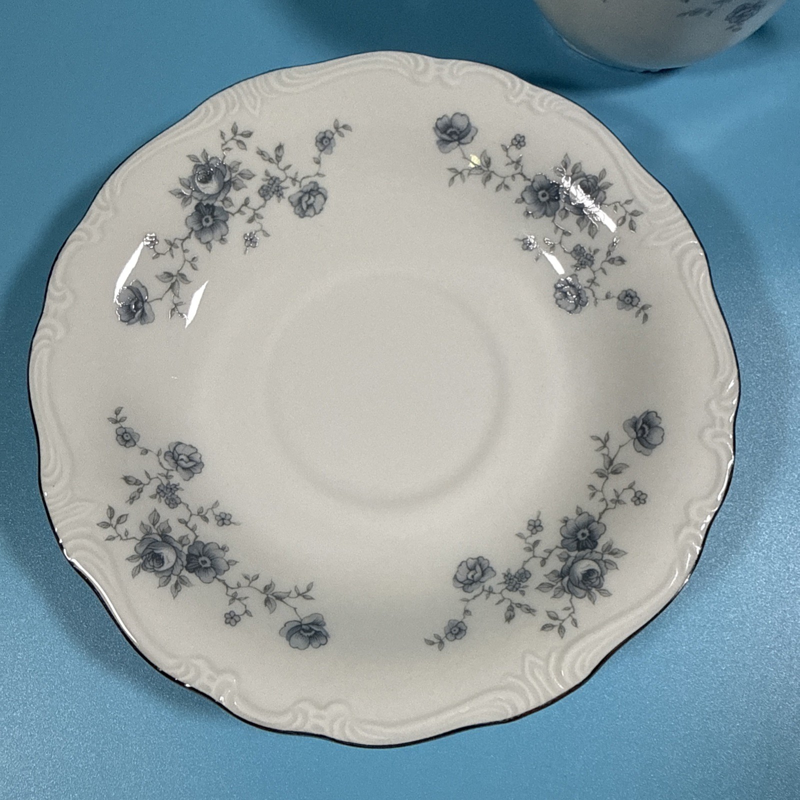 Johann Haviland Bavaria Germany Fine China Blue Garland 12 Pc Saucers & Cups