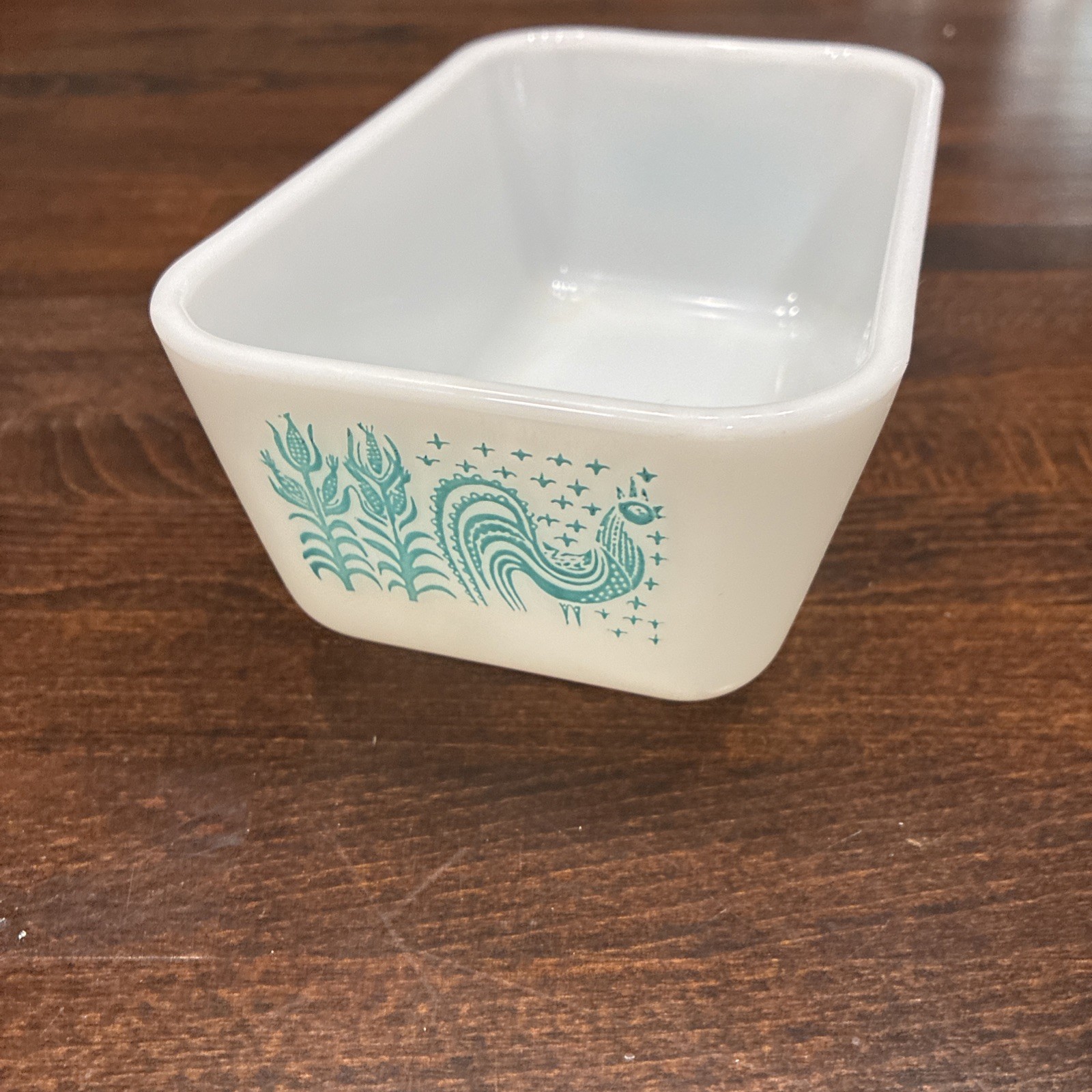 Vintage Pyrex 0502 1.5 pint Amish Butterprint Refrigerator Dish Turquoise NO LID