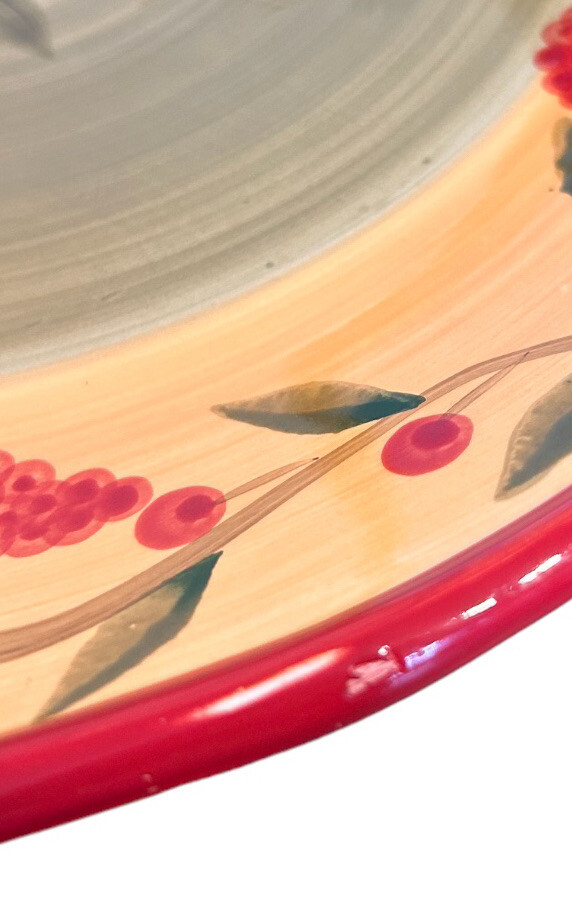 Primavera Hand Painted by Casa Elite Round Platter Olives & Orange Italian 12″