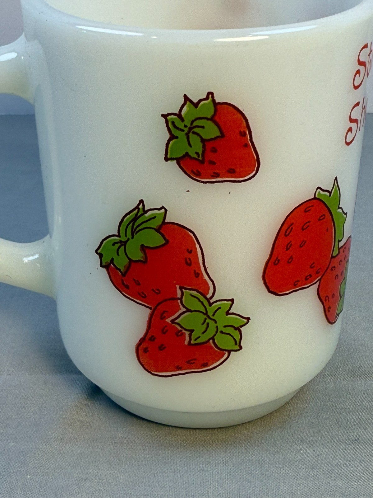1980 Strawberry Shortcake Fire King Mug Anchor Hocking Milk Glass