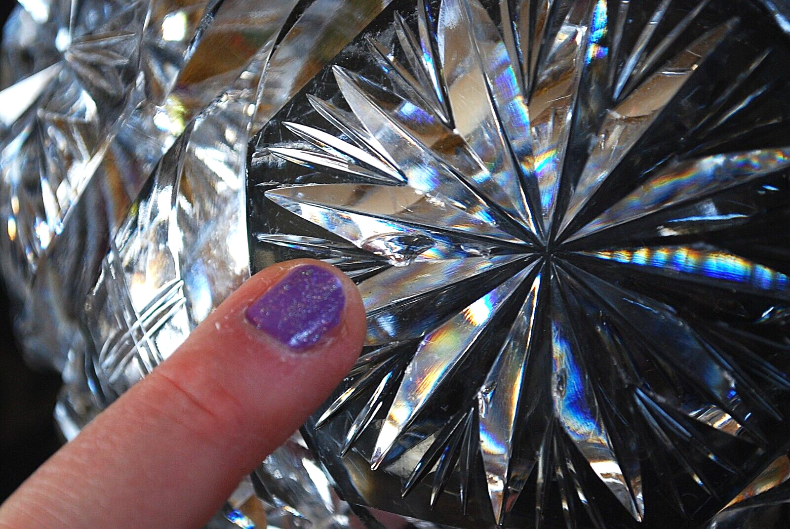 EARLY Antique ABP American Brilliant Period STAR/Xs Hand Cut CRYSTAL BOWL Heavy
