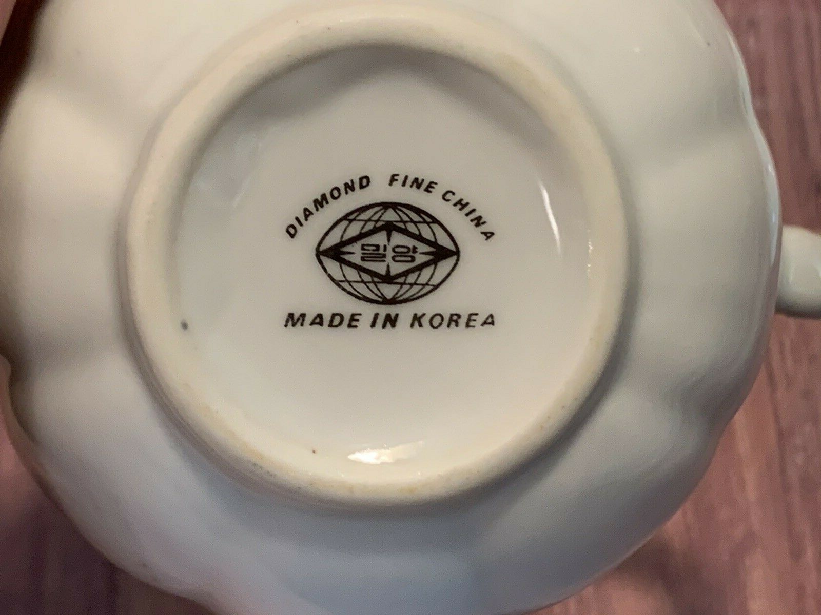 Diamond Fine China ~ Floral Creamer and Saucer Set ~ Japan *mini*