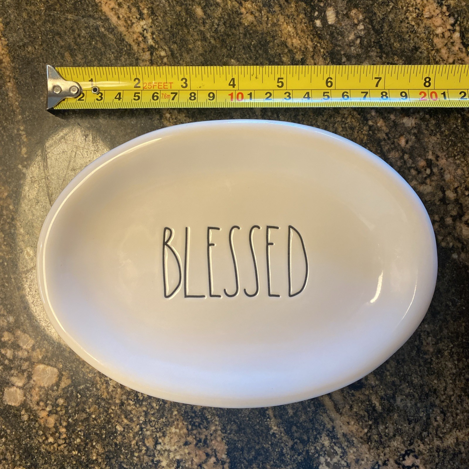 4x Rae Dunn Blessed Oval Plate Appetizer Farmhouse Decor Cottage Minimalist EUC