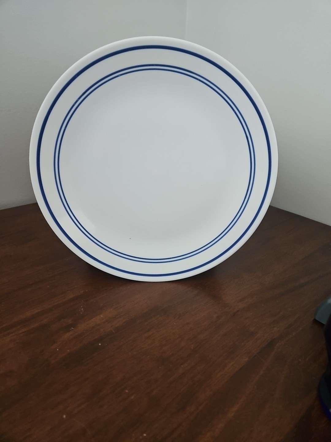 Corelle Blue Cafe Stripe DINNER Plate 10 1/4″; Vitrelle USA – EUC 2005-current
