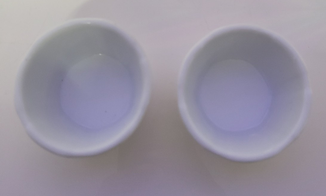 2 WHITE PORCELAIN WILLIAMS SONOMA ROUND SAUCE DISHES 1.25 BY 2.25 INCHES 1 OZ