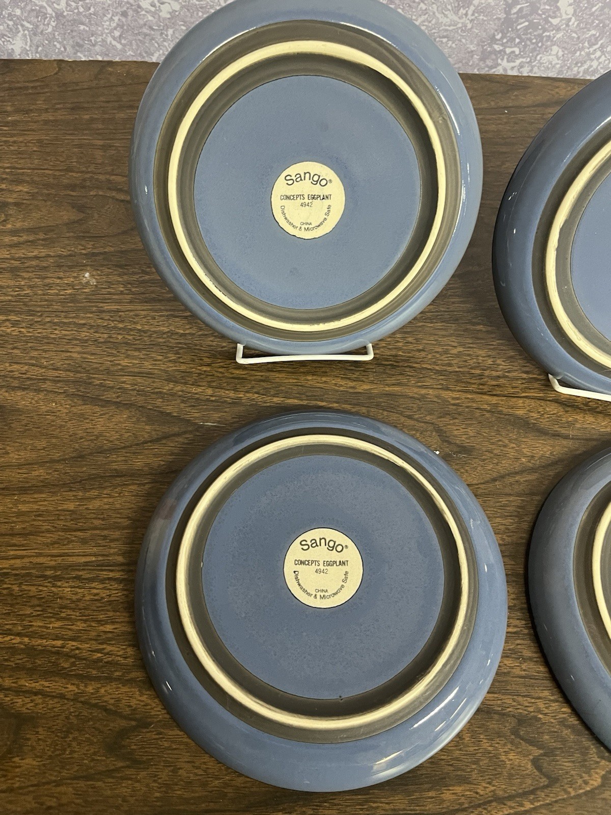 Set Of 4 SANGO Concepts Eggplant 4942 Salad Plates Blue 8″