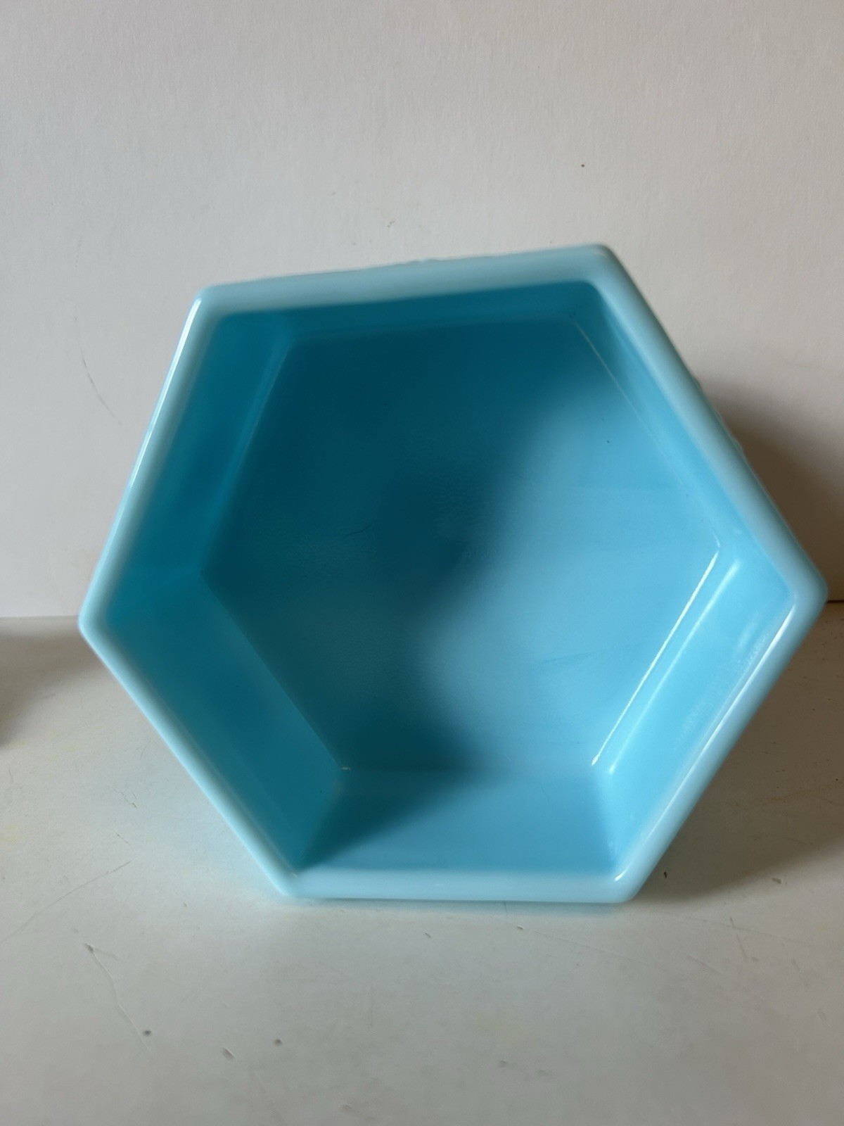 Imperial Blue Milk Glass Covered Compote Candy Dish Grape and Leaf Hexagon